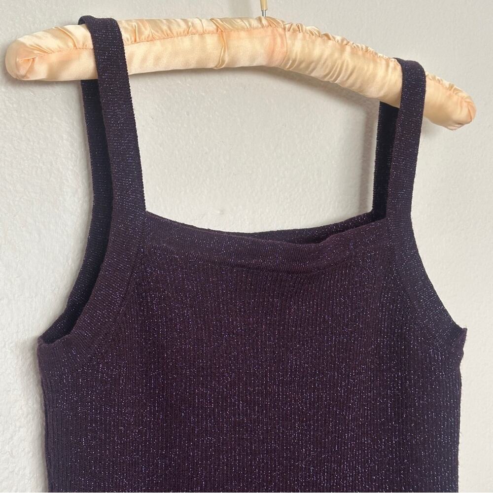 Vintage Dana Buchman Eggplant Purple Wool Knit Metallic Women's Tank Top Fairy